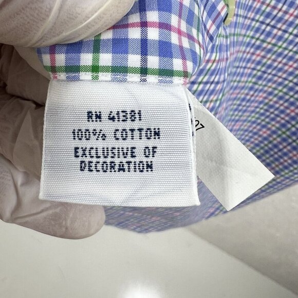 POLO Ralph Lauren XXL Gingham Plaid Twill Dress Shirt 100% Cotton Button Up Logo - Picture 15 of 16